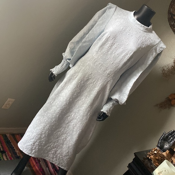 SHEIN Dresses & Skirts - Beautiful Elegant Light Blue Floral Pioneer Patterned Long Sleeve Dress